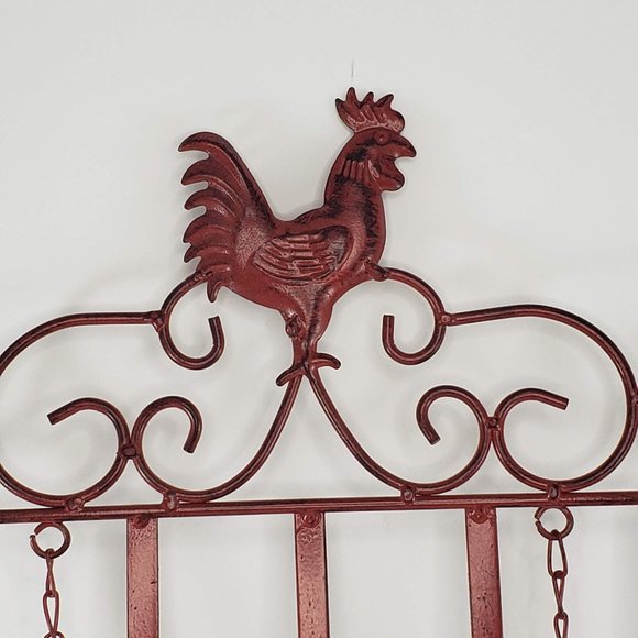 Country Life Red Rooster Chicken Cookbook Stand Holder Metal Book Easel Farm - Picture 2 of 5